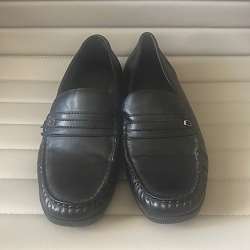 Youth boys black Dexter Comfort memory foam dress shoes size 6 1/2 W.